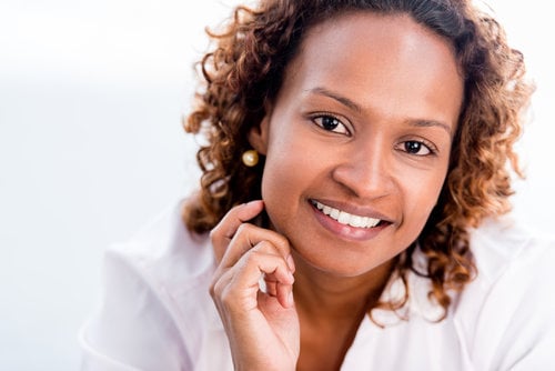 Woman smiling showing pretty smile